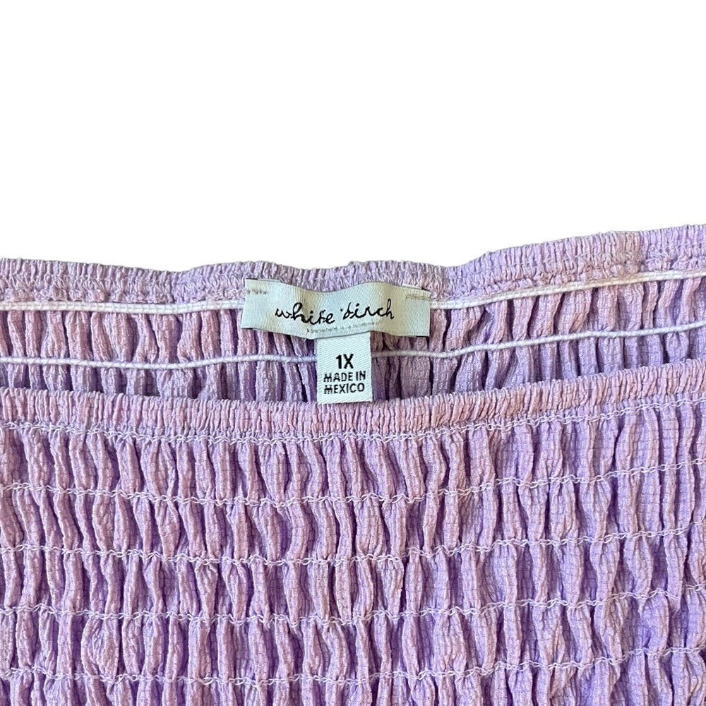 White Birch purple smocked flowy Sleeve peplum boutique Shirt size 1X - Picture 3 of 7